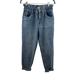 SWS Denim Co. Blue Medium Wash Paperbag Waist Casual Cuffed Denim Jeans Size M